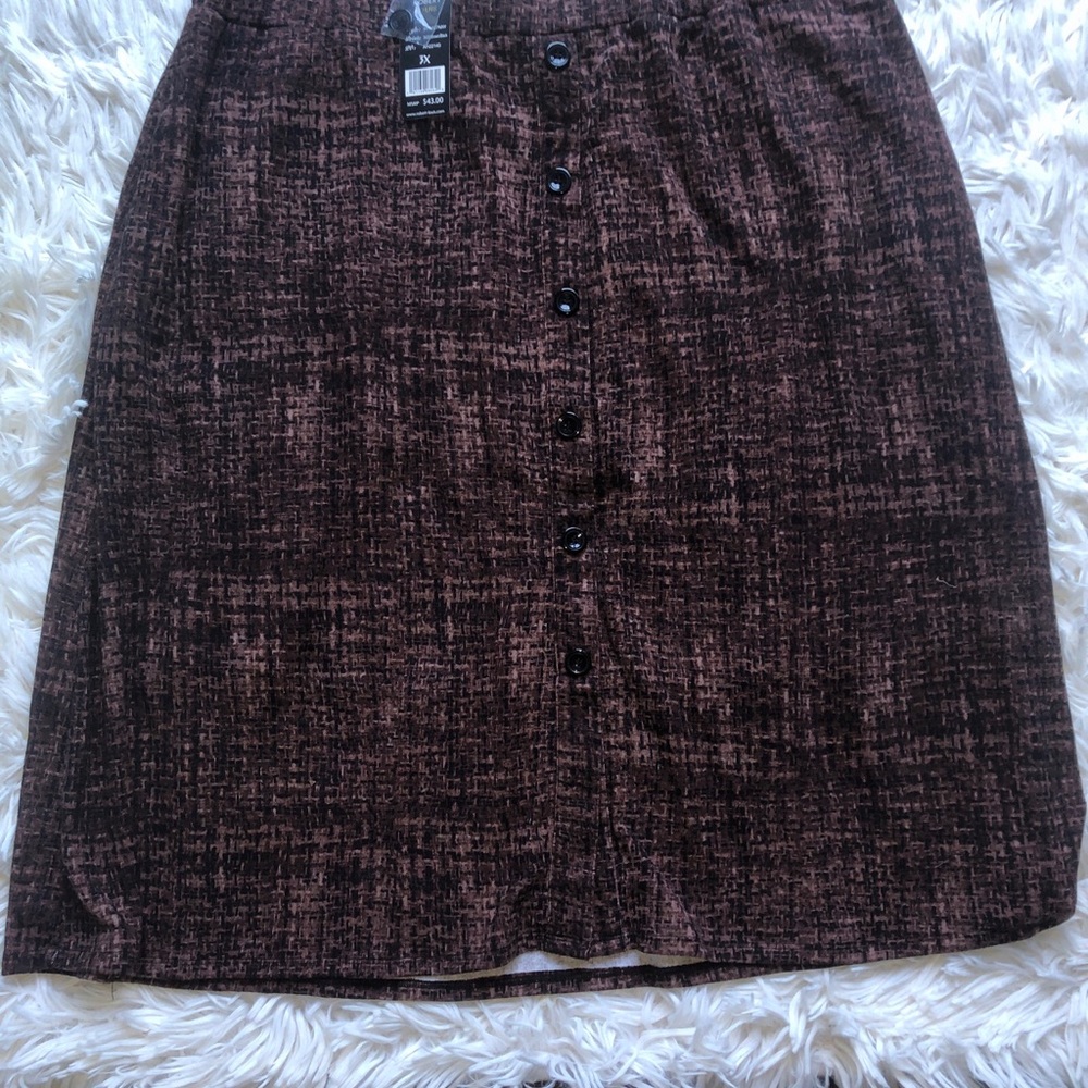 Robert Louis Women’s Plus Size 3X Brown/black MIDI Skirt With Pockets Stretchy